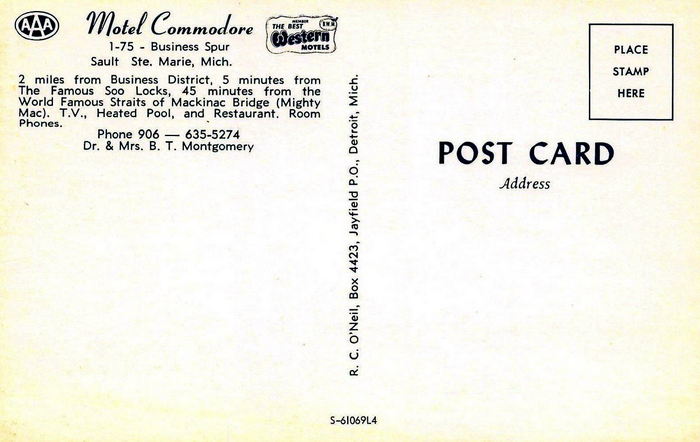 Motel Commodore - OLD POSTCARD AND PROMOS